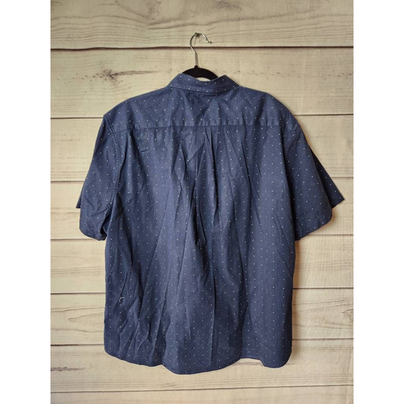 Us Polo Assn Mens Button-Up Shirt‎ Blue White Polka Dot Short Sleeve Stretch XXL - Picture 2 of 5